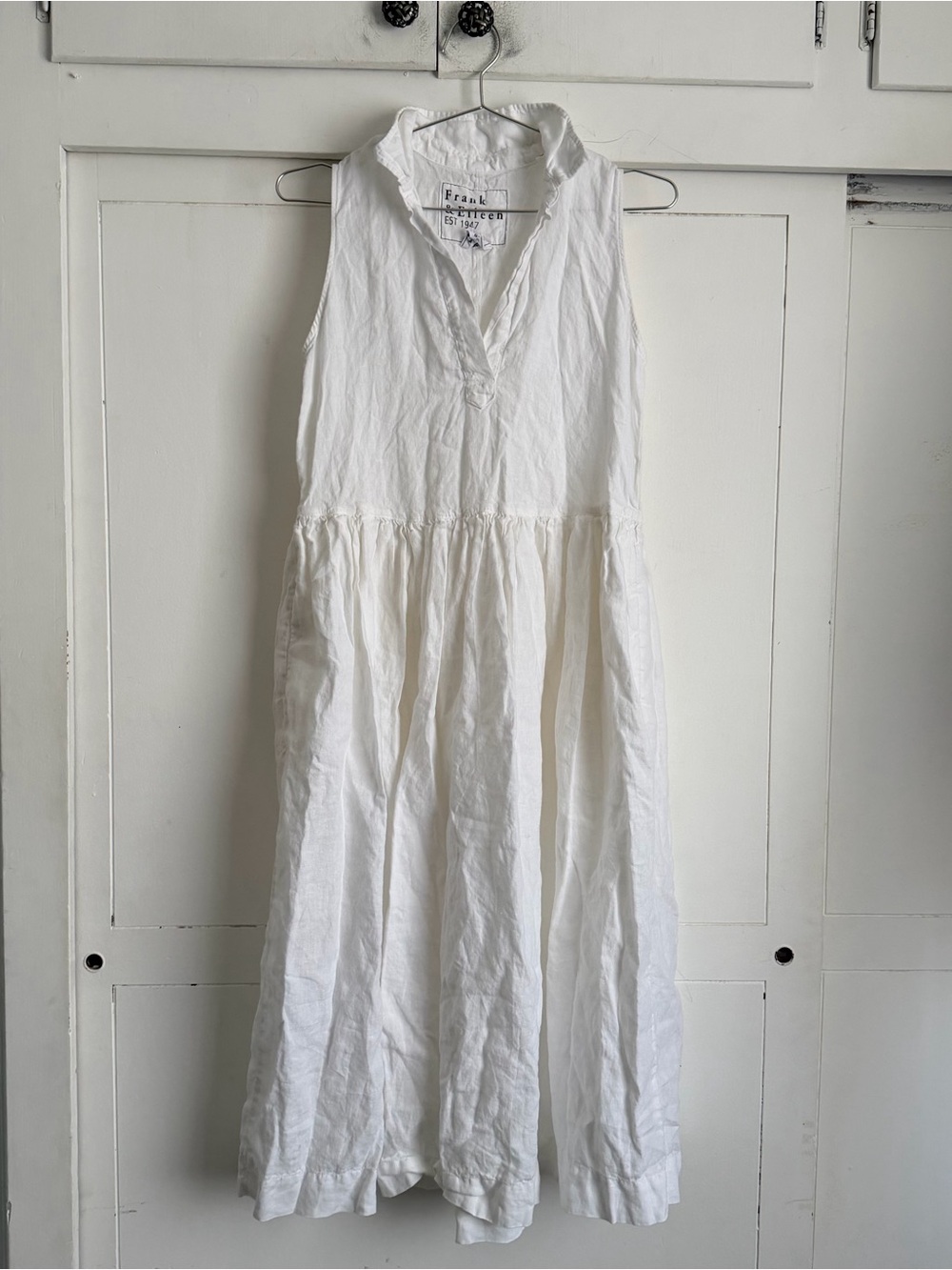Frank & Eileen Daphne Sleeveless Popover Dress - Washed Linen White